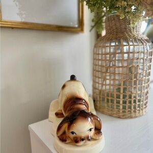 ✨Rare✨ Vintage MCM Ceramic Brown Puppy Dog TV Lamp Night Light